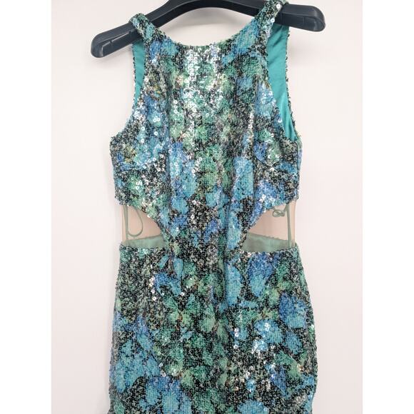 CDGNY by CD Greene Sequined Butterfly Mini Dress Size 4 Green $2250 #2J416 - Picture 4 of 11